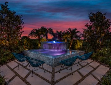 Outdoor Twilight Fountain